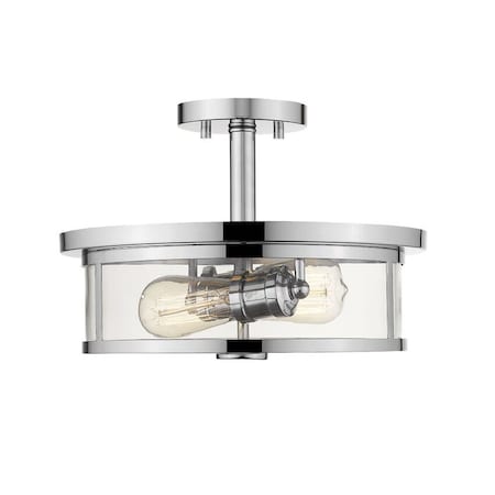 Z-Lite Savannah 2 Light Semi Flush Mount, Chrome & Clear 462SF14-CH